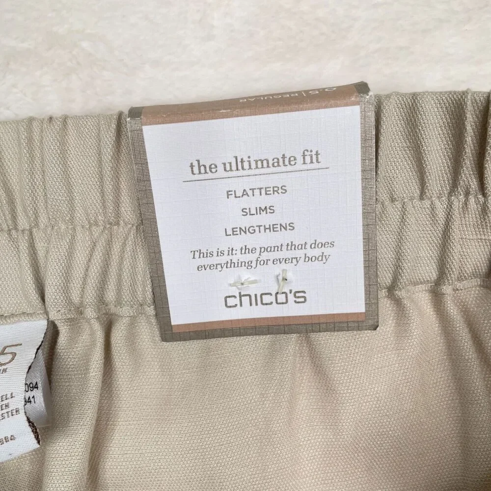 Chico's Ultimate Fit Pants Linen Blend Womens 0.5 Small 6 Regular Beige New - Picture 4 of 10